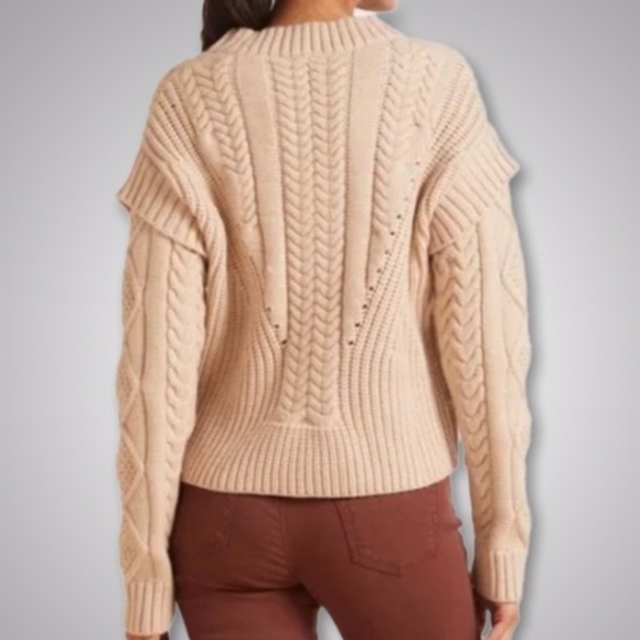 Women's Cable Knit Sweater - Cream - Picture 2 of 7